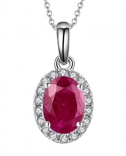 OVAL COLORED STONE DIAMOND PENDANT (VP406)